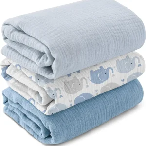 3-Pack Muslin Swaddle Blankets for Newborns