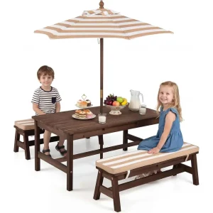 Children's Picnic Table Set with Removable Umbrella